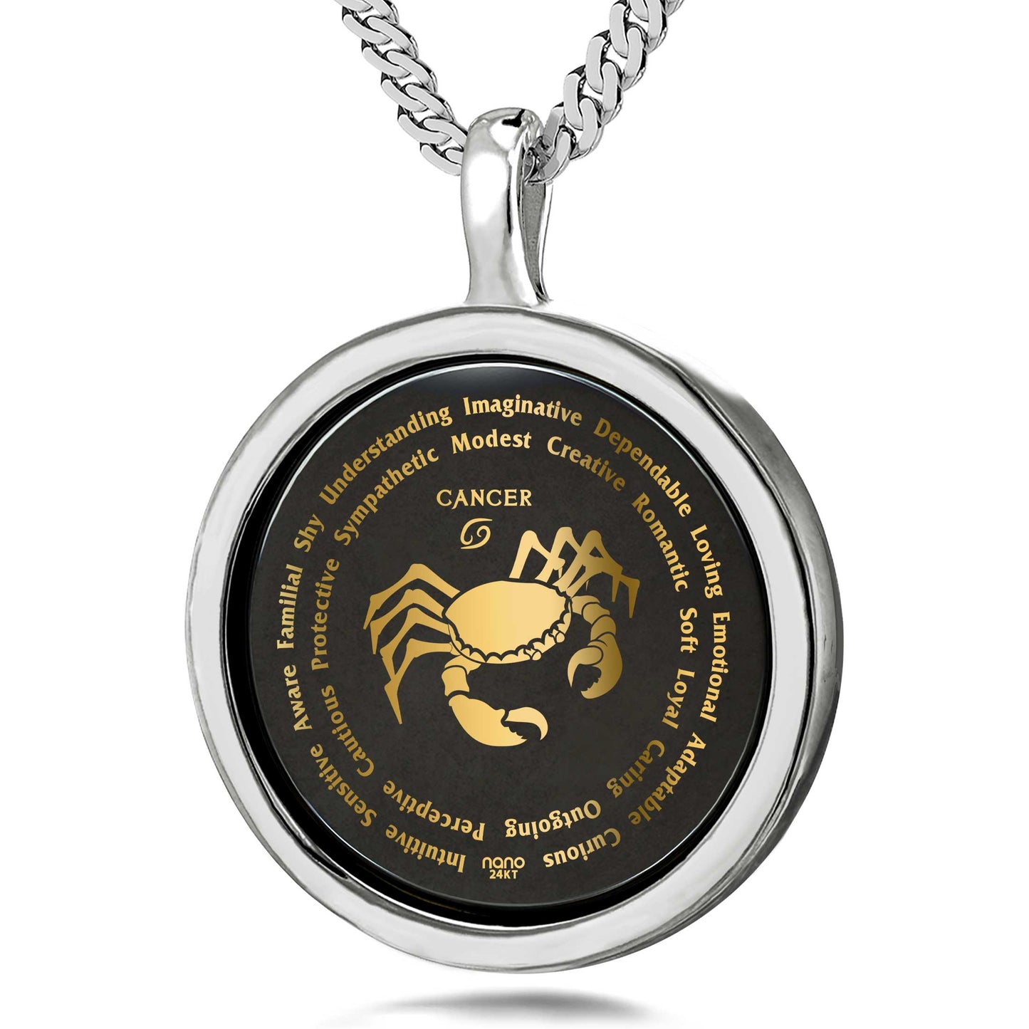 Cancer Zodiac 24k Gold Inscribed necklace