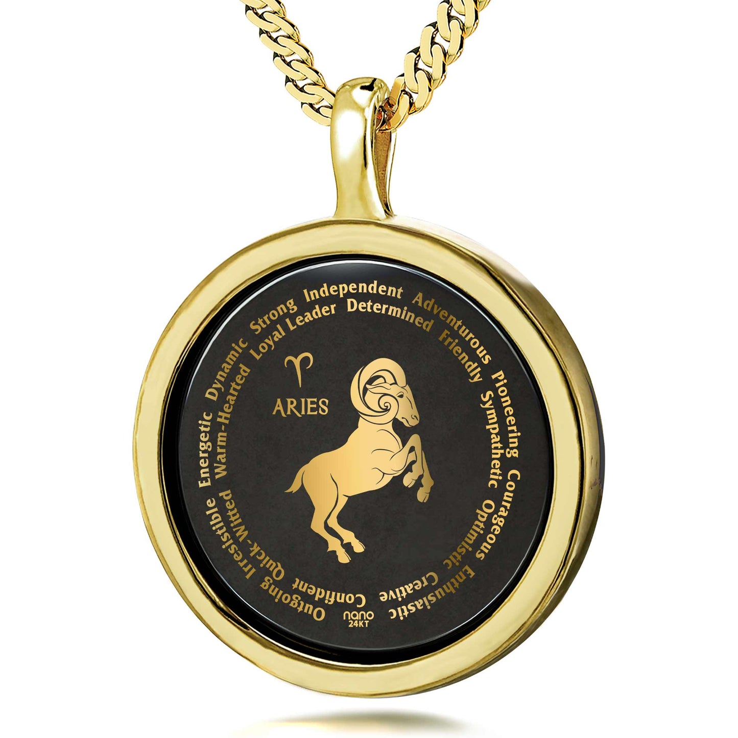 Aries Zodiac 24k Gold Inscribed necklace