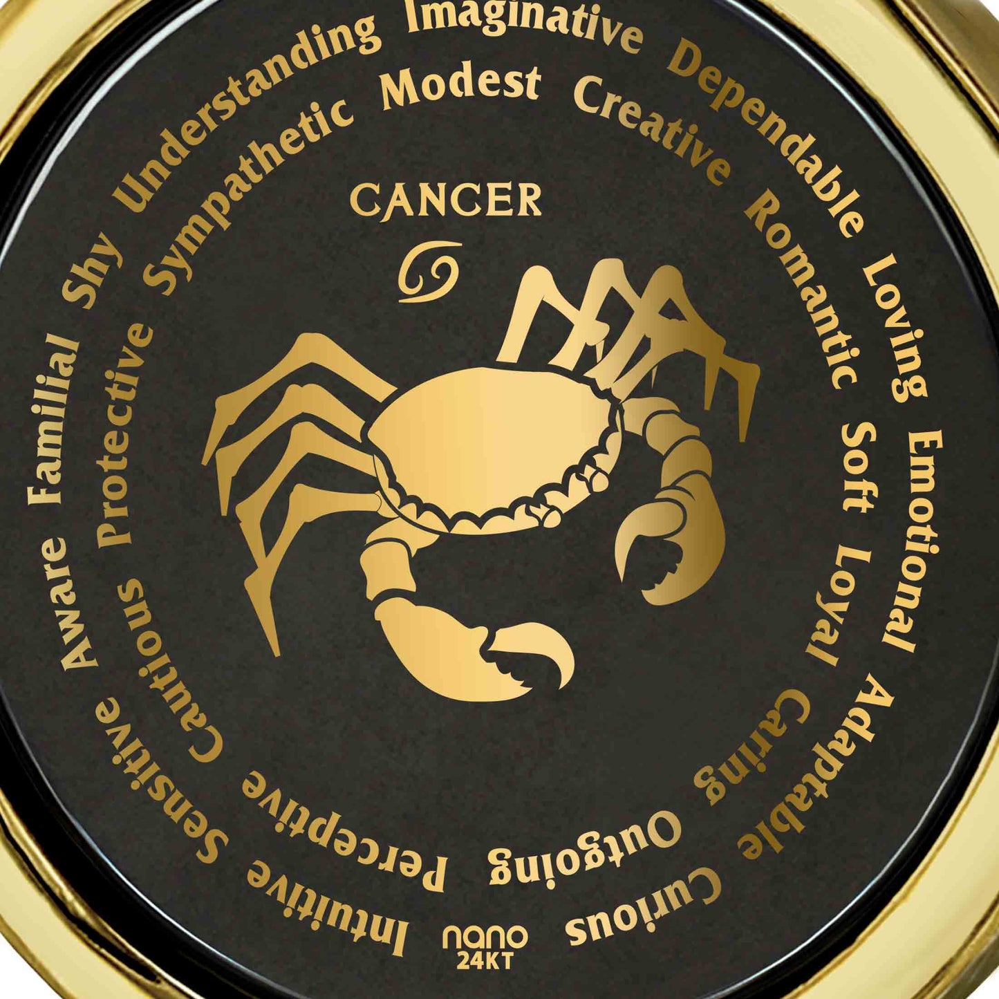 Cancer Zodiac 24k Gold Inscribed necklace