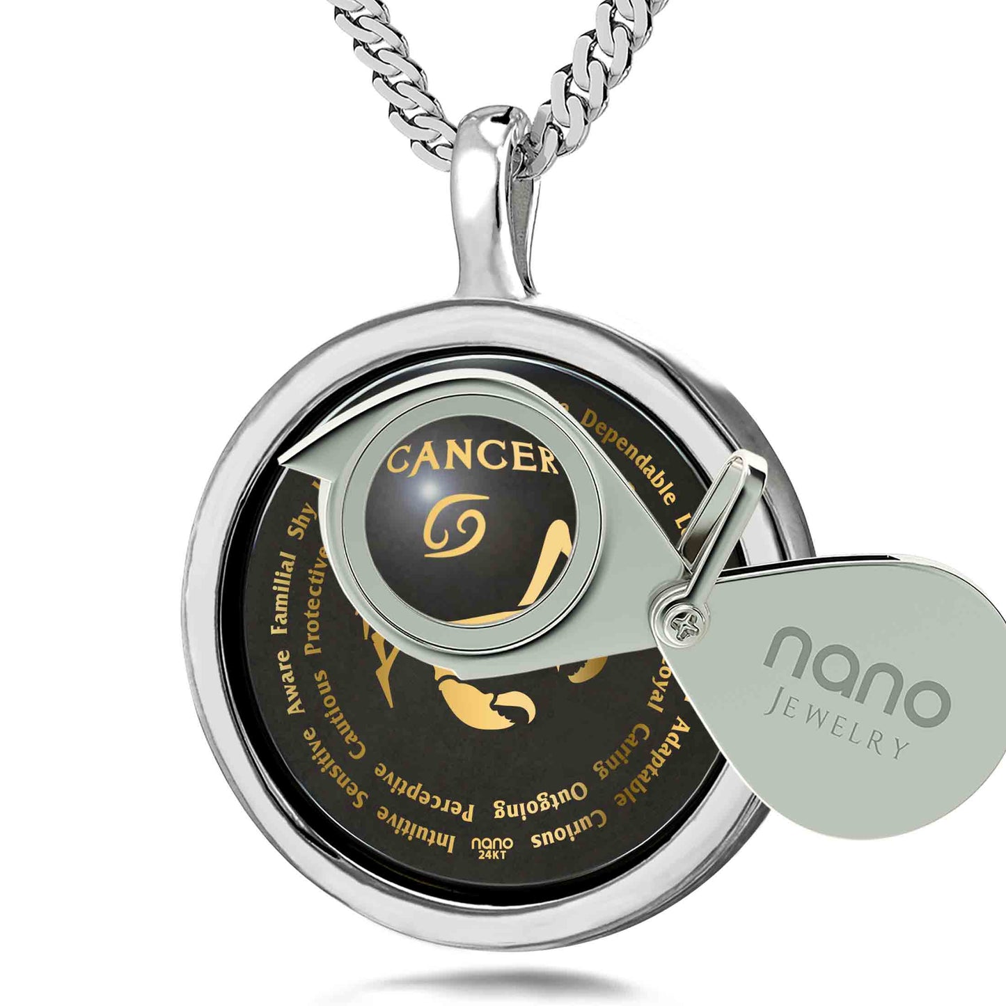 Cancer Zodiac 24k Gold Inscribed necklace