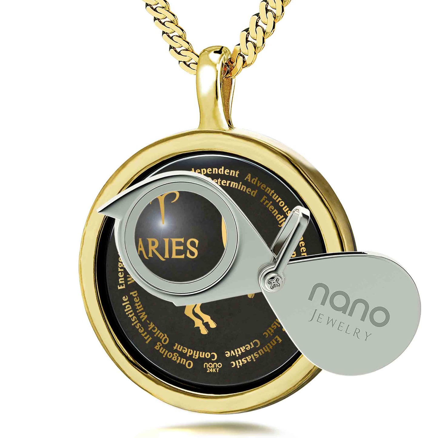 Aries Zodiac 24k Gold Inscribed necklace