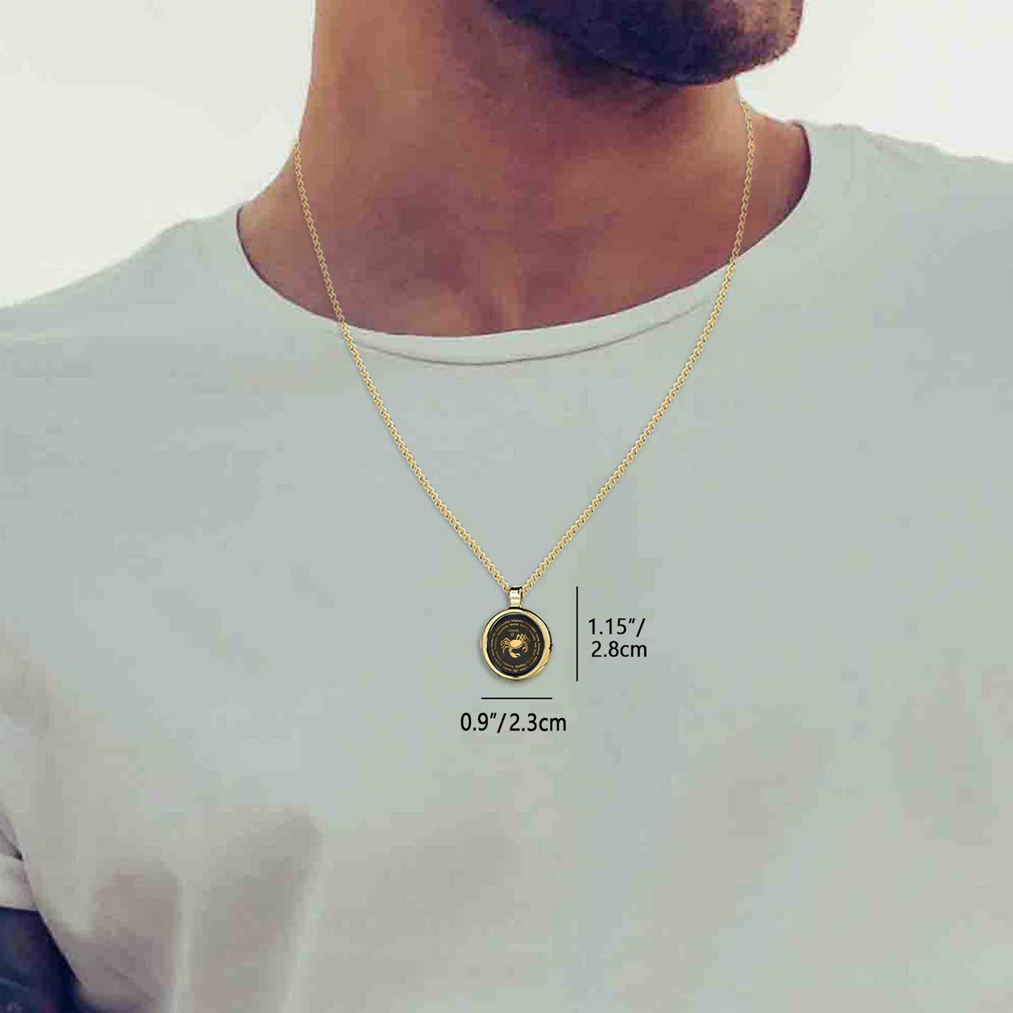 Cancer Zodiac 24k Gold Inscribed necklace